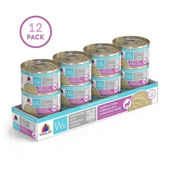 Weruva Wx tilapia and tuna puree 12-pack tray