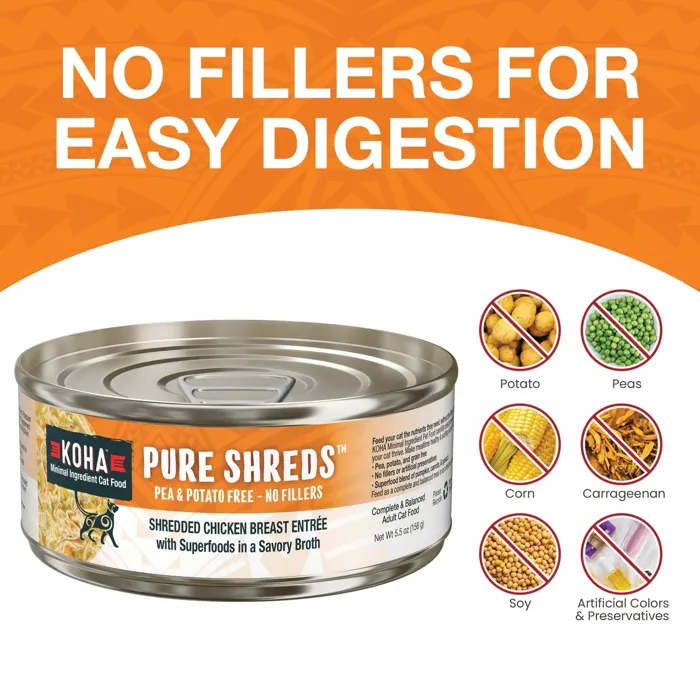 Koha Pure Shreds Shredded Chicken Breast Entrée Wet Cat Food 5.5-oz