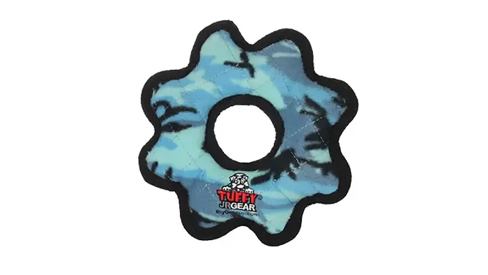 Tuffy's Junior Gear Ring Dog Toy, Blue Camo
