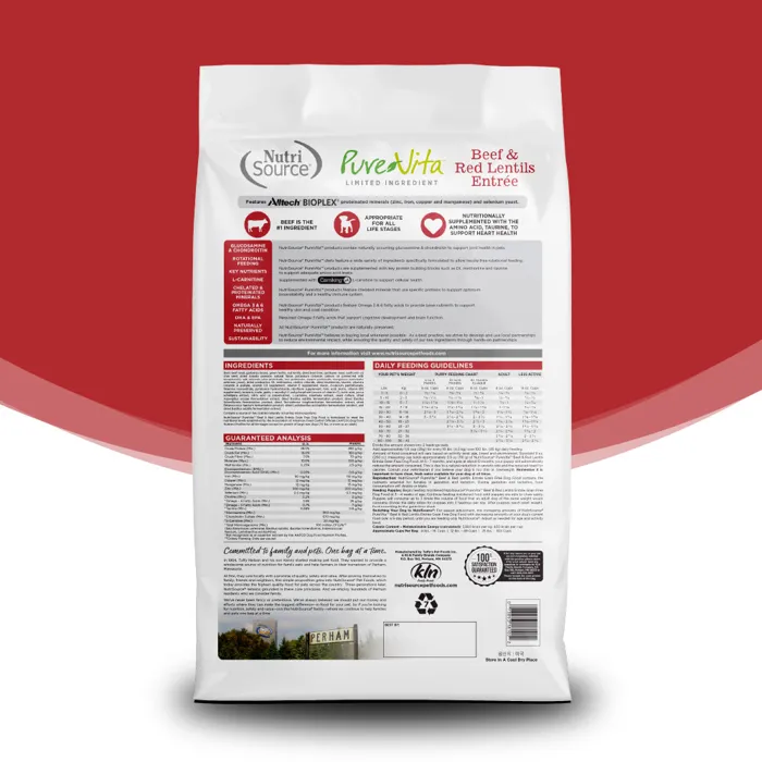 PureVita Beef Red Lentils 4-pound bag back
