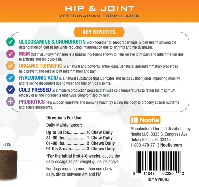 Nootie Progility Hip & Joint 90-ct benefits panel