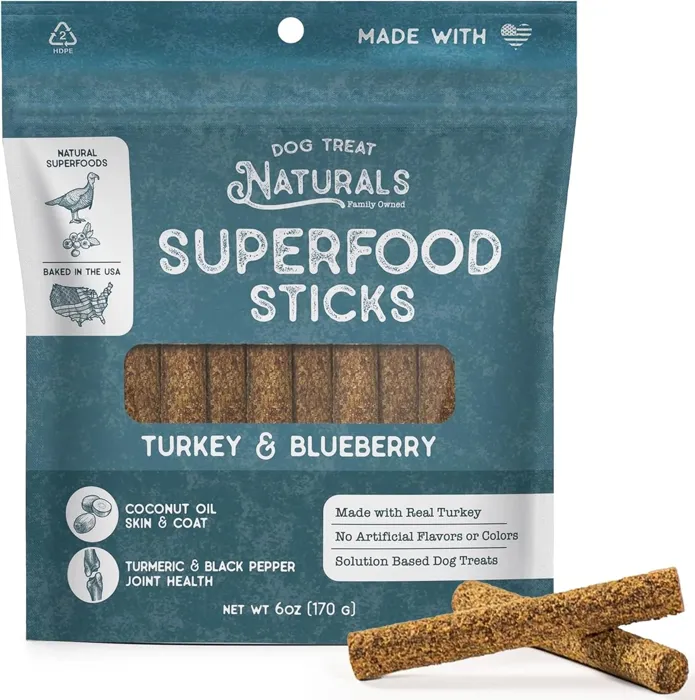 Dog Treat Naturals Turkey & Blueberry Sticks 10-oz