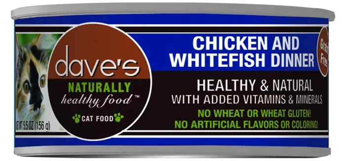 Dave's Cat Food Naturally Healthy Grain-free Chicken & Whitefish Dinner Canned Cat Food 5.5-oz
