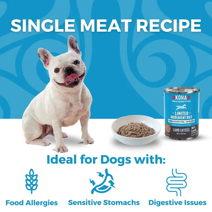 Koha Lamb Entrée W/ Apples Wet Dog Food 13-oz