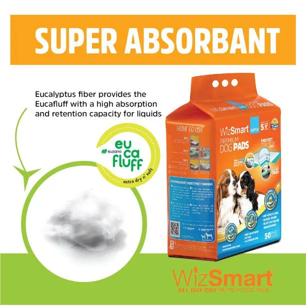 WizSmart Premium Dog Pads Super 50-pack side view
