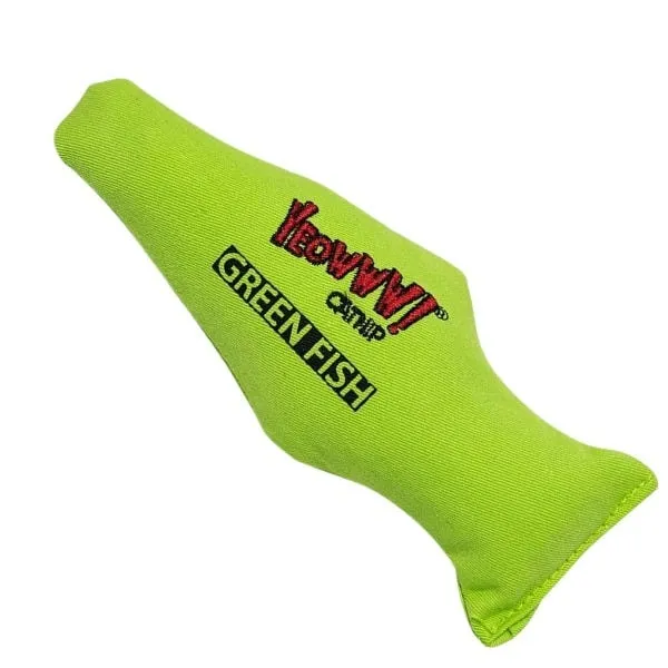 Yeowww! Green Fish catnip toy 7-inch reverse view