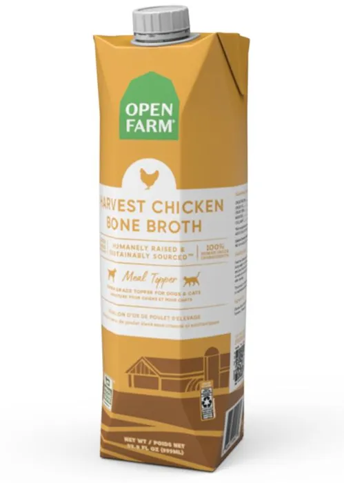 Open Farm Harvest Ckn Bone Broth Cat & Dog Meal Topper, 32-oz