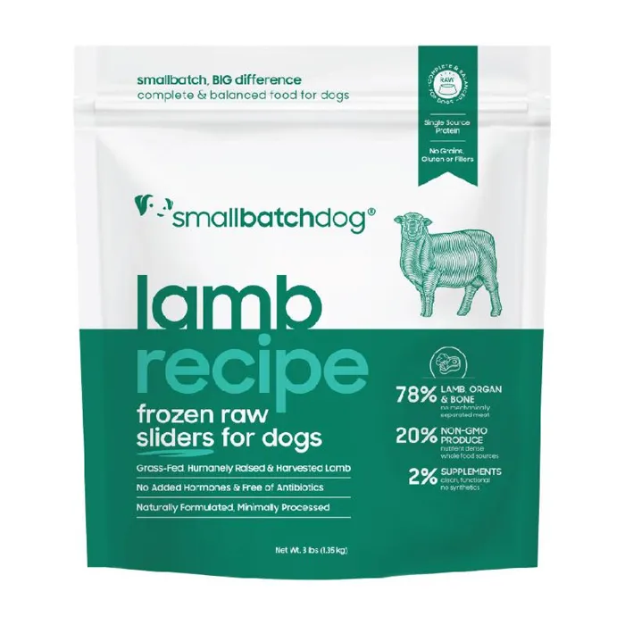 Small Batch Frozen Raw Lamb Sliders 3lb front package