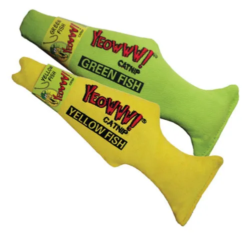 Yeowww! Yellow Fish catnip toy, 7-inch, angled product view