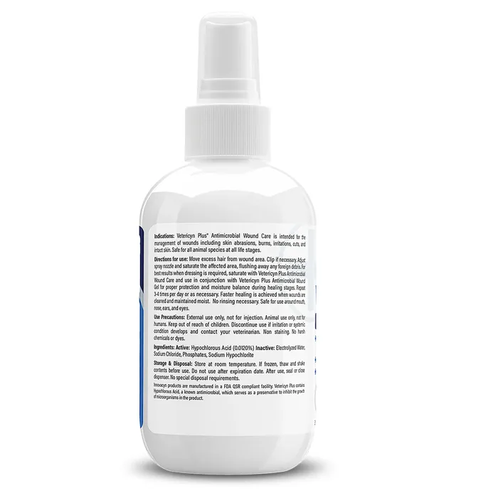 Vetericyn Plus Wound Care Spray 3-ounce bottle back