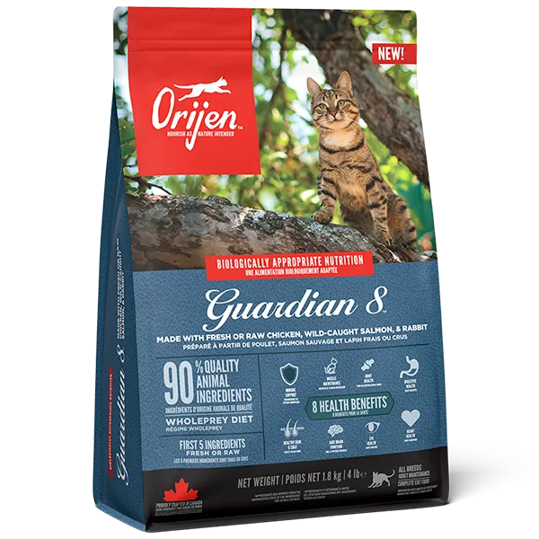 ORIJEN Guardian 8 cat food 4-pound angled front