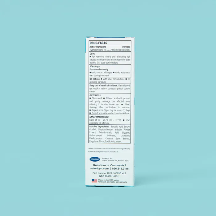 Vetericyn Triple-Action Ear Treatment 1.5 oz back label