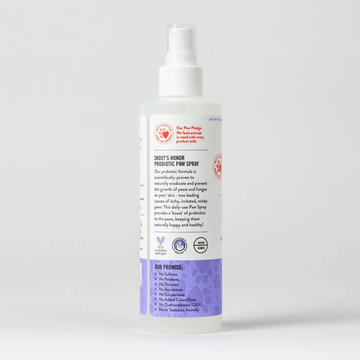 Skout's Honor Probiotic Paw Spray 8 oz back bottle