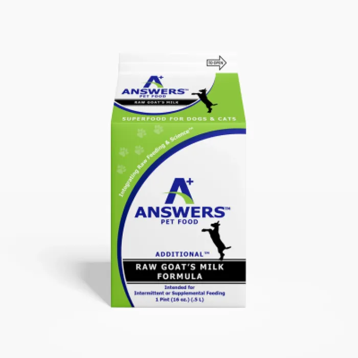 Answers Additional Raw Goat's Milk Formula 16 oz front